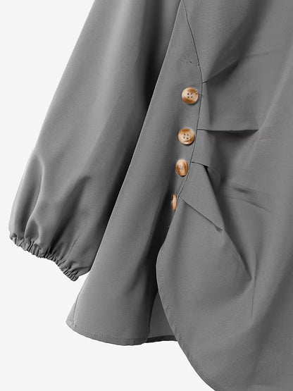 Sophisticated Button Detail Pleated Top & Skirt Co-Ord