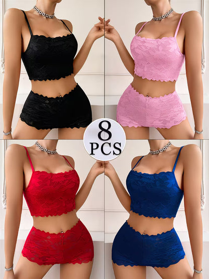 Luxury French Lace Lingerie Set (8PCS)