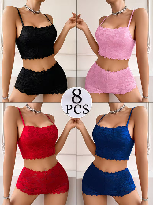 Luxury French Lace Lingerie Set (8PCS)
