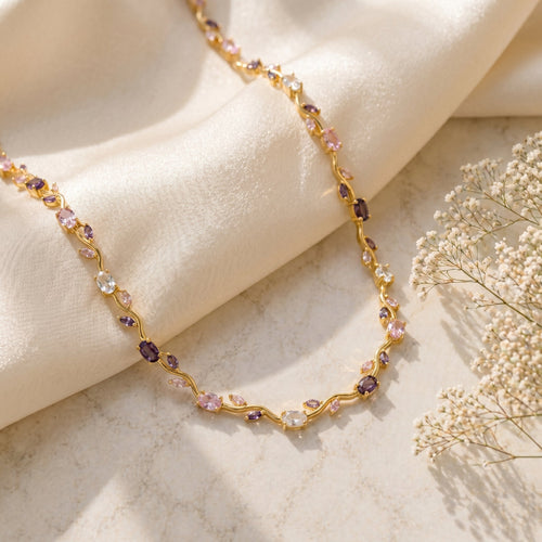 Blush Bloom Pink-Purple Tulip Necklace