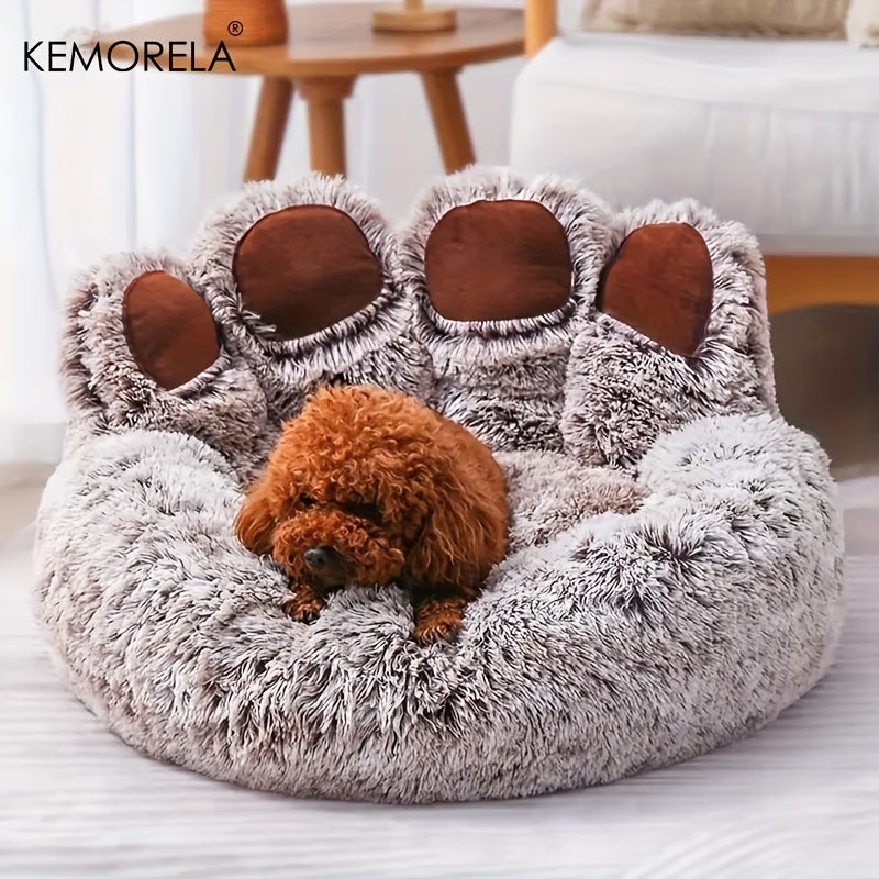Bear Paw Plush Pet Bed – Soft Cozy Cat & Dog Bed with Non-Slip Bottom 🐾