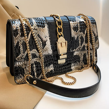 Snake Print Coil Shoulder Bag – Vintage-Inspired, Compact & Perfect for Dating or Daily Styling