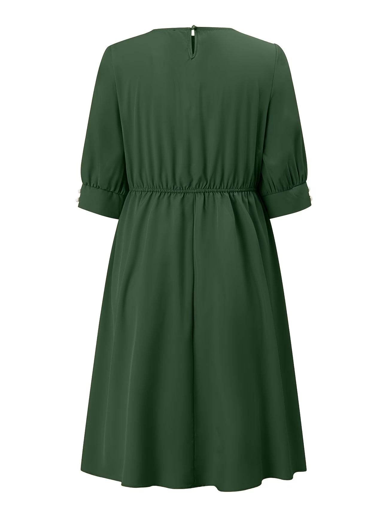 Elegant Korean Style Pleated A-Line Knee Length Dress
