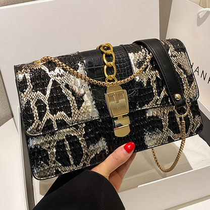 Snake Print Coil Shoulder Bag – Vintage-Inspired, Compact & Perfect for Dating or Daily Styling