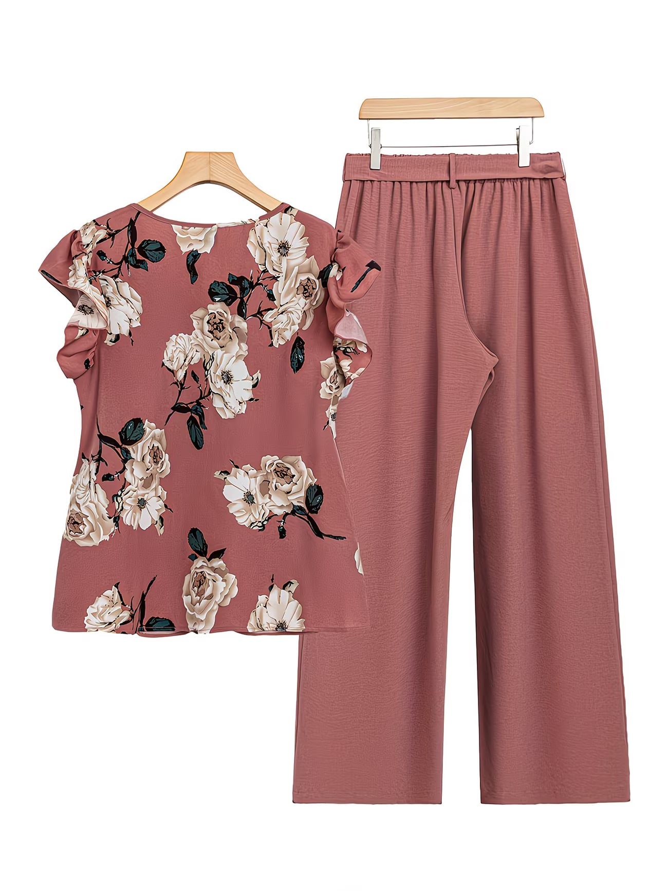 Paisley Elegance V-Neck Pleated Co-Ord Set