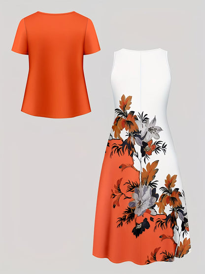 Floral Breeze Layered Dress Set with Jacket