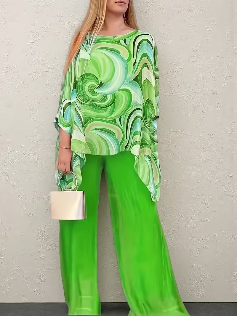 Floral Print Chiffon Two-Piece Set for Women