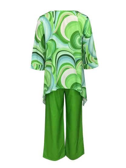 Women’s Fashion Printed Round Neck Two-Piece Set