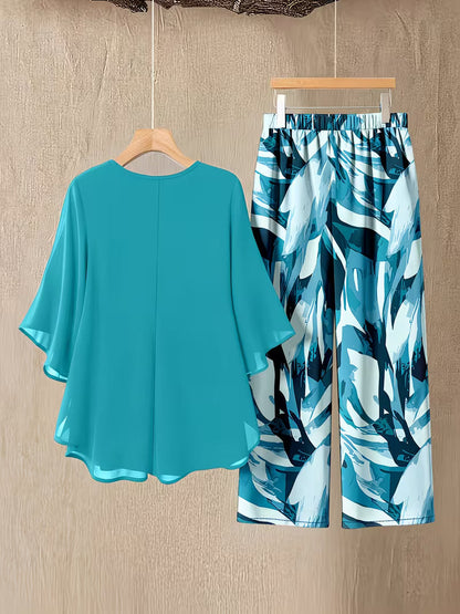 Elegant Brushstroke Plus Size Co-Ord Set