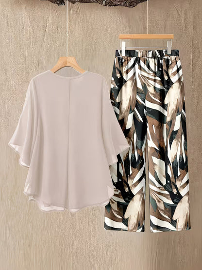 Elegant Brushstroke Plus Size Co-Ord Set