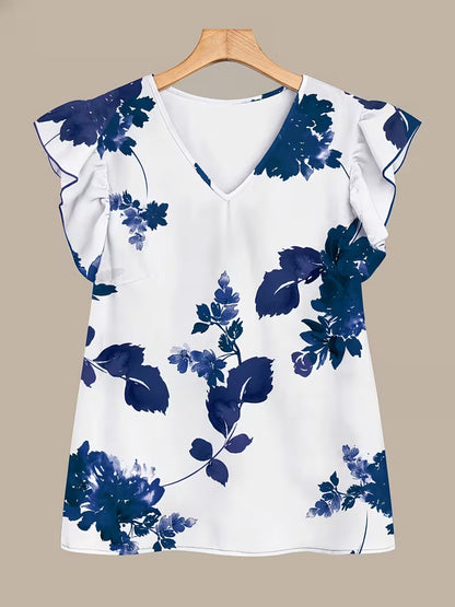 Paisley Elegance V-Neck Pleated Co-Ord Set
