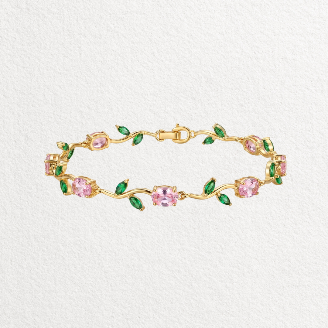 Pink Green Tulip Blossom Bracelet