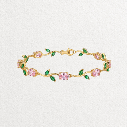 Pink Green Tulip Blossom Bracelet
