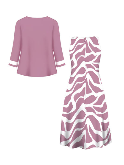 Floral Breeze Layered Dress Set with Jacket