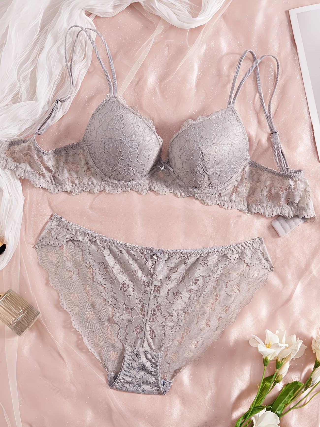 Pack of 6  Women’s Floral Lace Bra & Panty Set  Comfortable & Sexy Lingerie