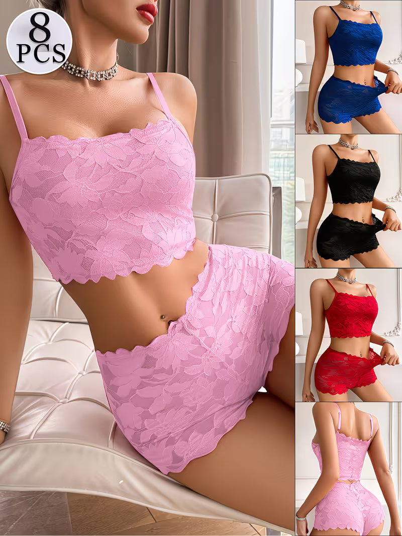 Luxury French Lace Lingerie Set (8PCS)