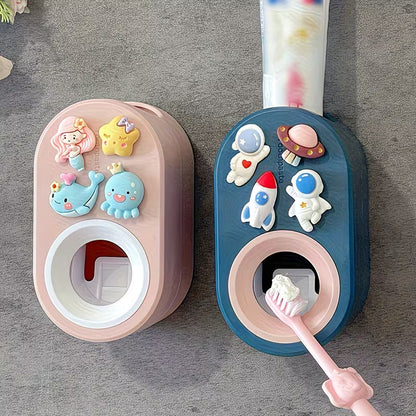 Automatic Toothpaste Squeezer with Cute Cartoon Holder