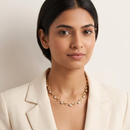Crystal Vine Elegance white Tulip Necklace