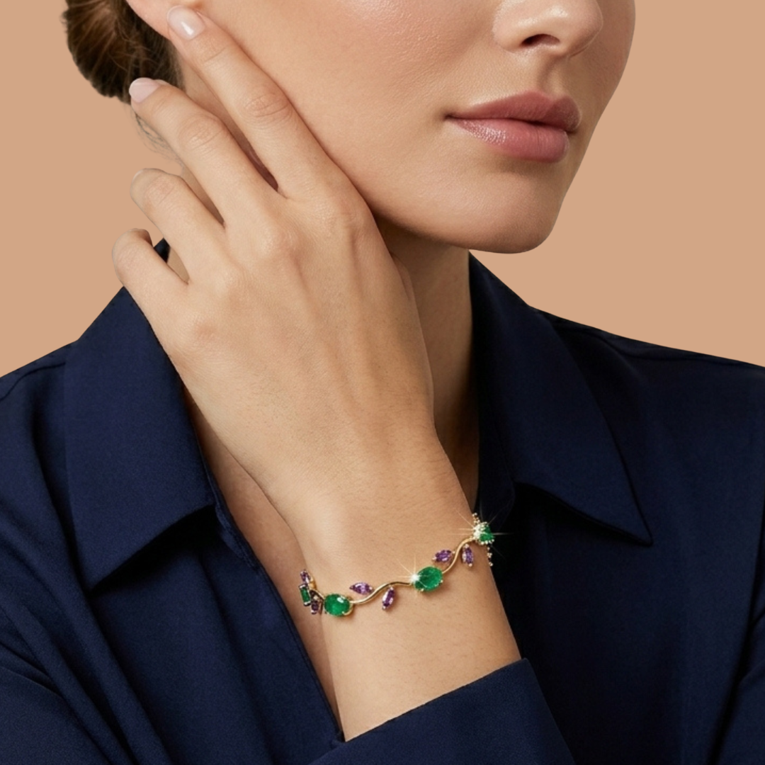 White Green  Purple Tulip Bracelet