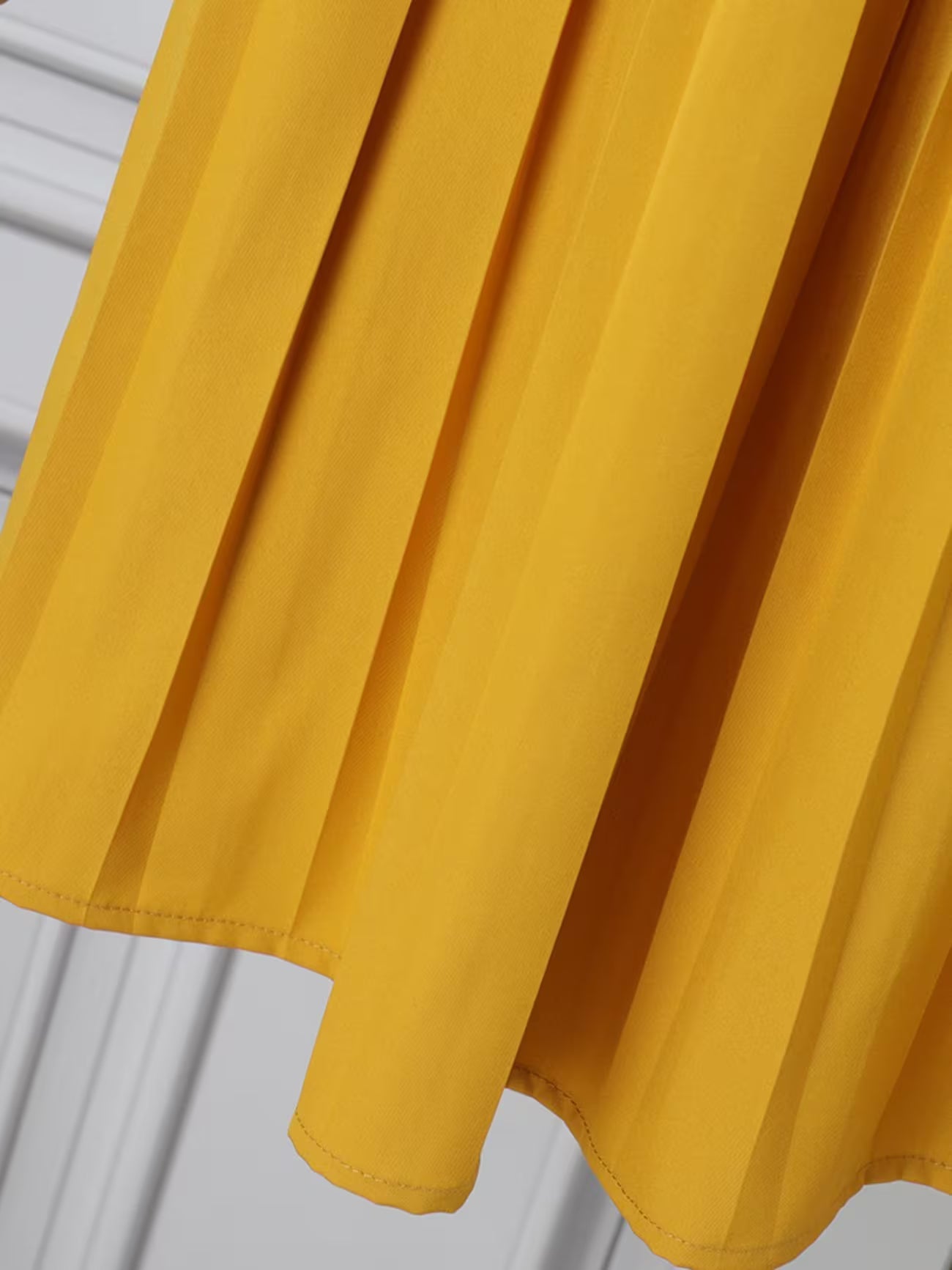 Elegant Korean Style Pleated A-Line Knee Length Dress