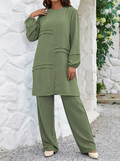 Timeless Twin-Stripe Abaya Two-Piece Set