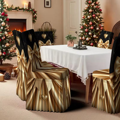 Luxury Minimalist Pattern Dining Tablecloth & Skirted Chair Cover Set – Decorative Dining Chair Covers
