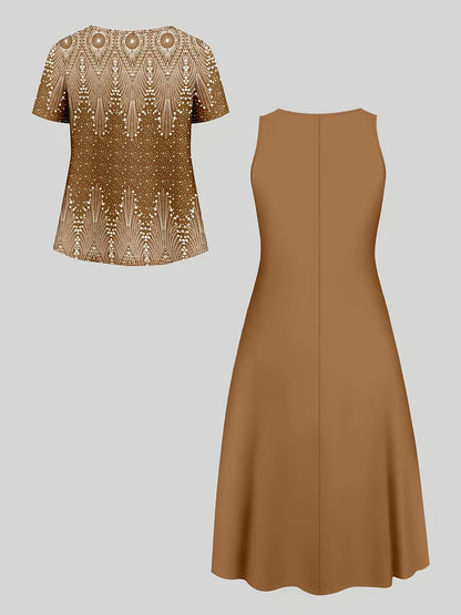 Ethnic Fusion Jacket & Skirt Set – Spring Autumn Comfort Wear