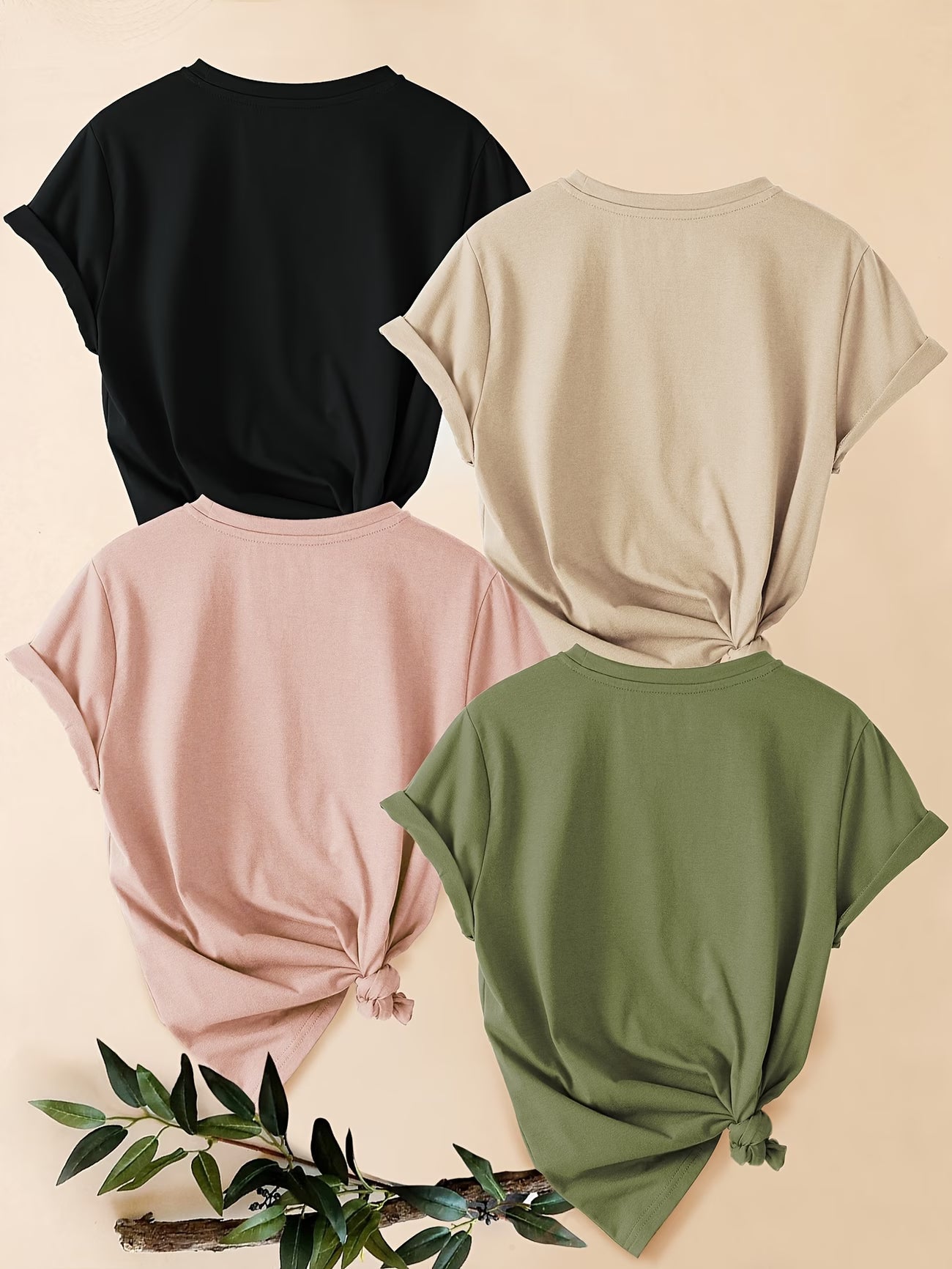 4PCS Women’s Vintage Valentine Print T-Shirts – Short Sleeve Round Neck Casual Tees