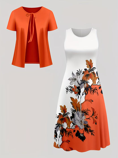 Floral Breeze Layered Dress Set with Jacket
