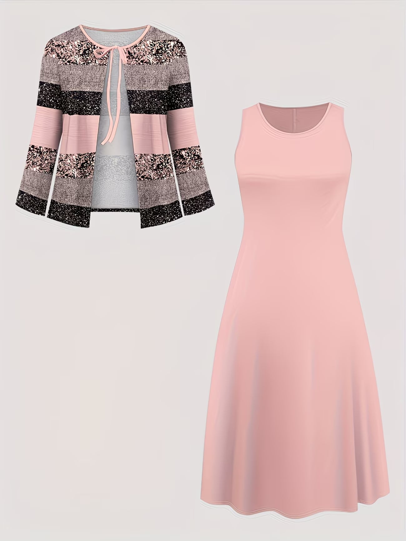 Floral Breeze Layered Dress Set with Jacket