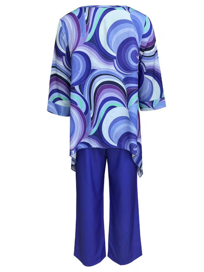 Women’s Fashion Printed Round Neck Two-Piece Set