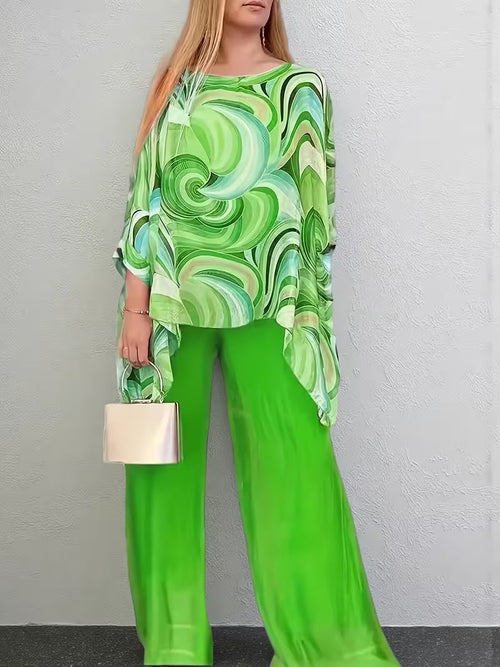 Floral Print Chiffon Two-Piece Set for Women