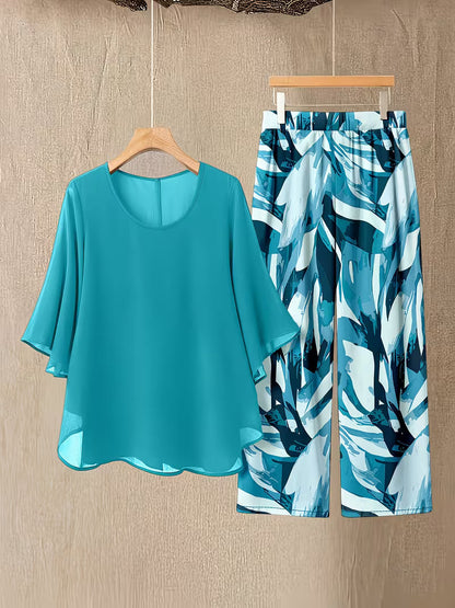 Elegant Brushstroke Plus Size Co-Ord Set