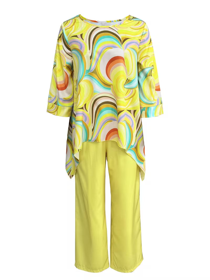 Women’s Fashion Printed Round Neck Two-Piece Set