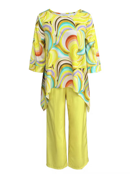 Women’s Fashion Printed Round Neck Two-Piece Set