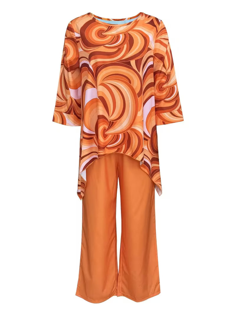 Women’s Fashion Printed Round Neck Two-Piece Set