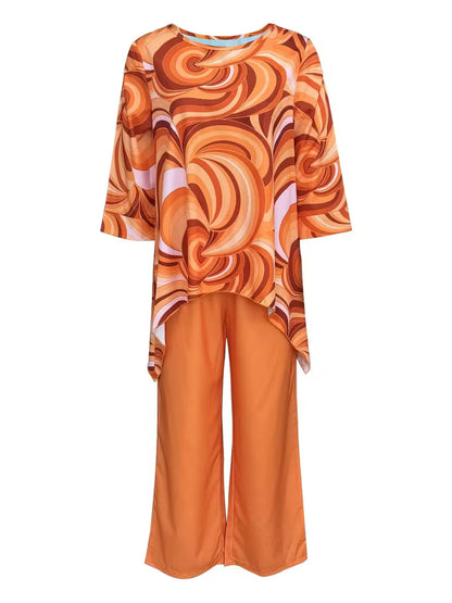 Women’s Fashion Printed Round Neck Two-Piece Set