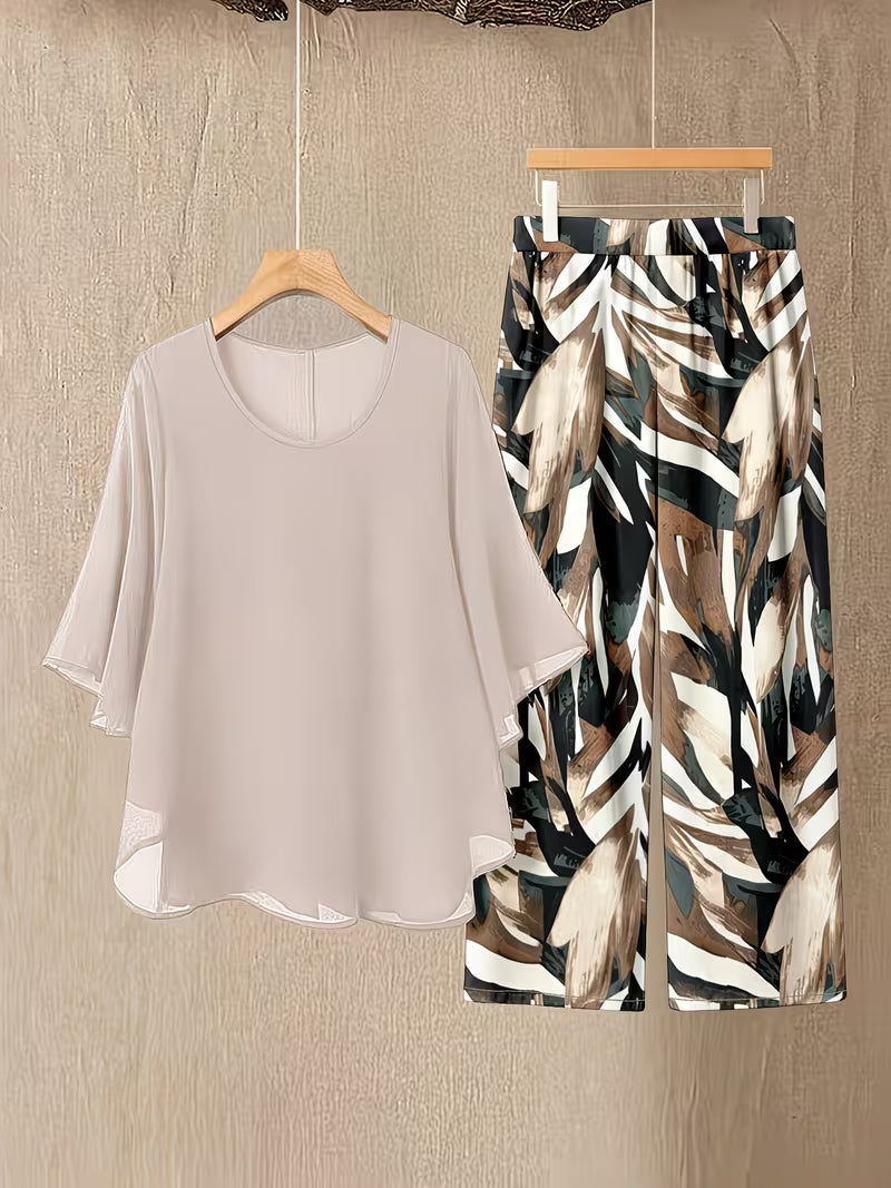 Elegant Brushstroke Plus Size Co-Ord Set