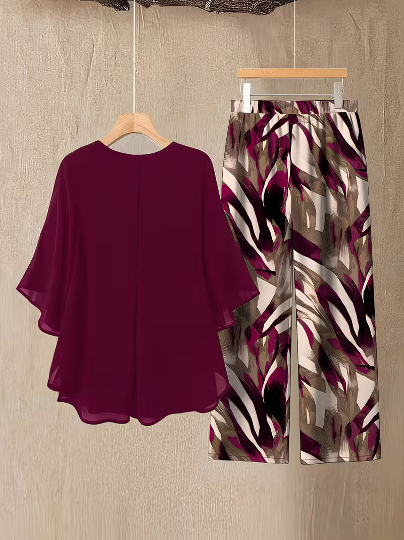 Elegant Brushstroke Plus Size Co-Ord Set