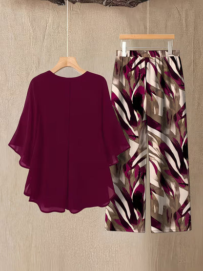 Elegant Brushstroke Plus Size Co-Ord Set