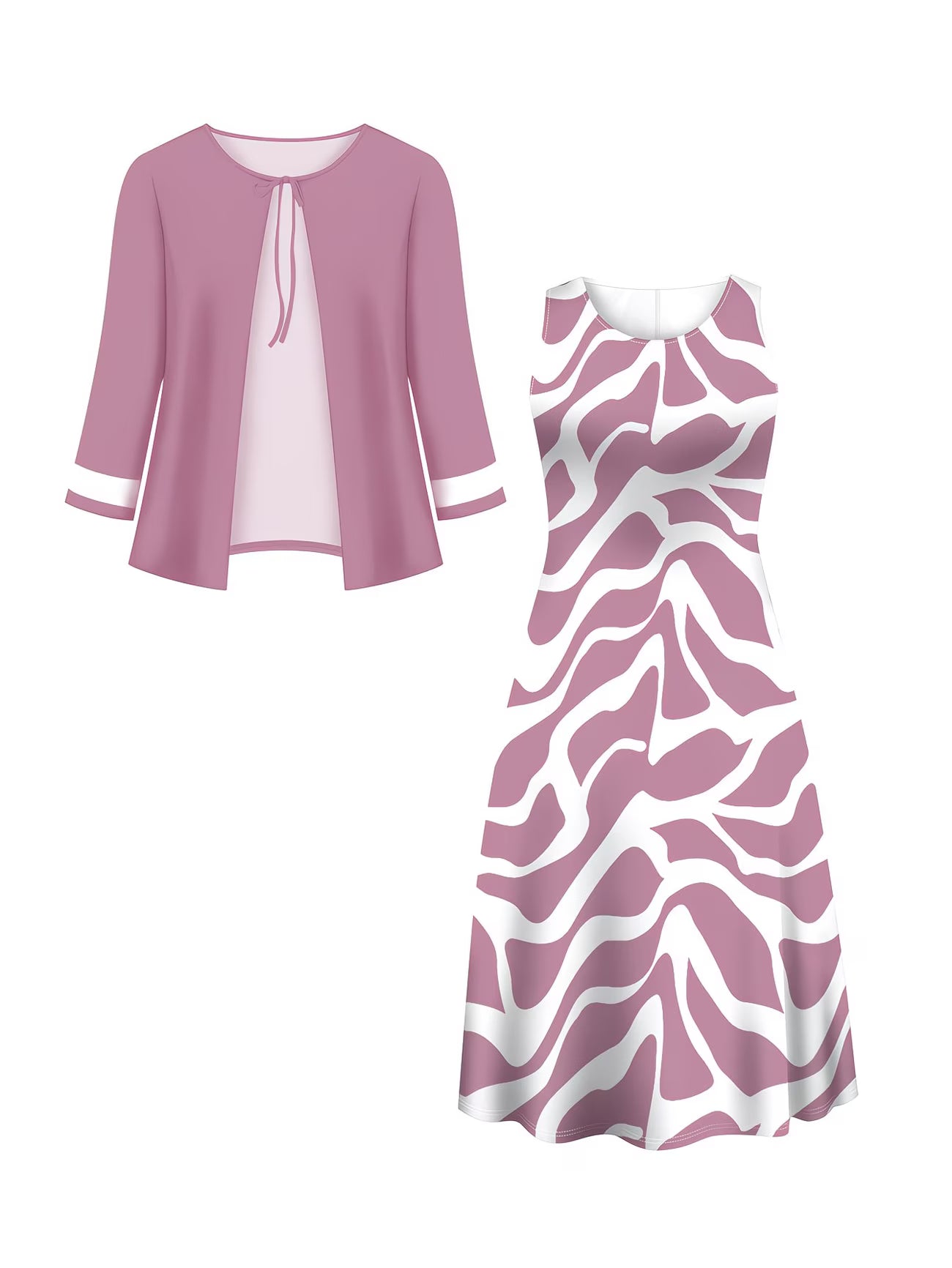 Floral Breeze Layered Dress Set with Jacket