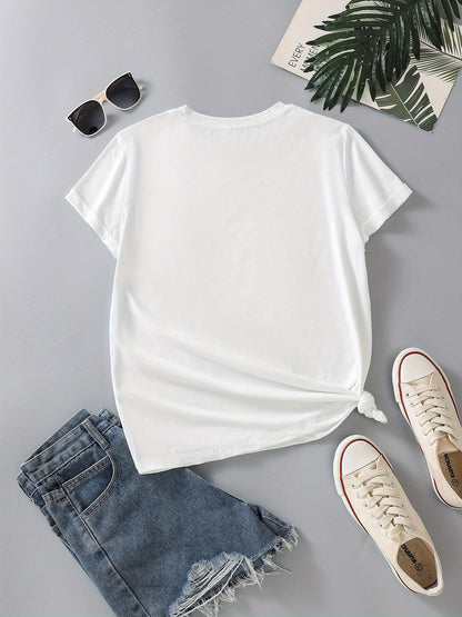 4PCS Women’s Vintage Valentine Print T-Shirts – Short Sleeve Round Neck Casual Tees