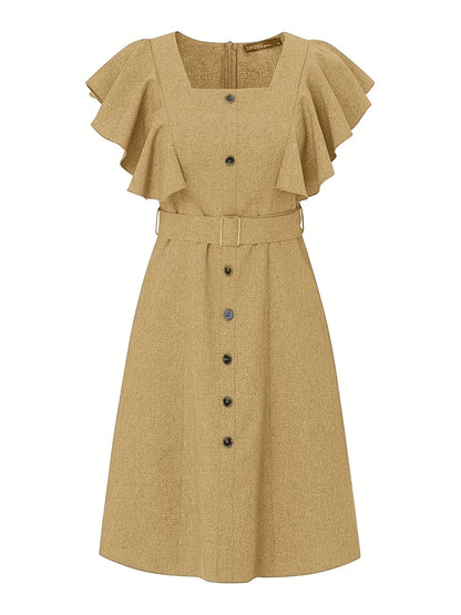 ZANZEA Women’s Square Neck Button Dress