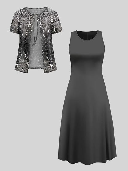 Ethnic Fusion Jacket & Skirt Set – Spring Autumn Comfort Wear