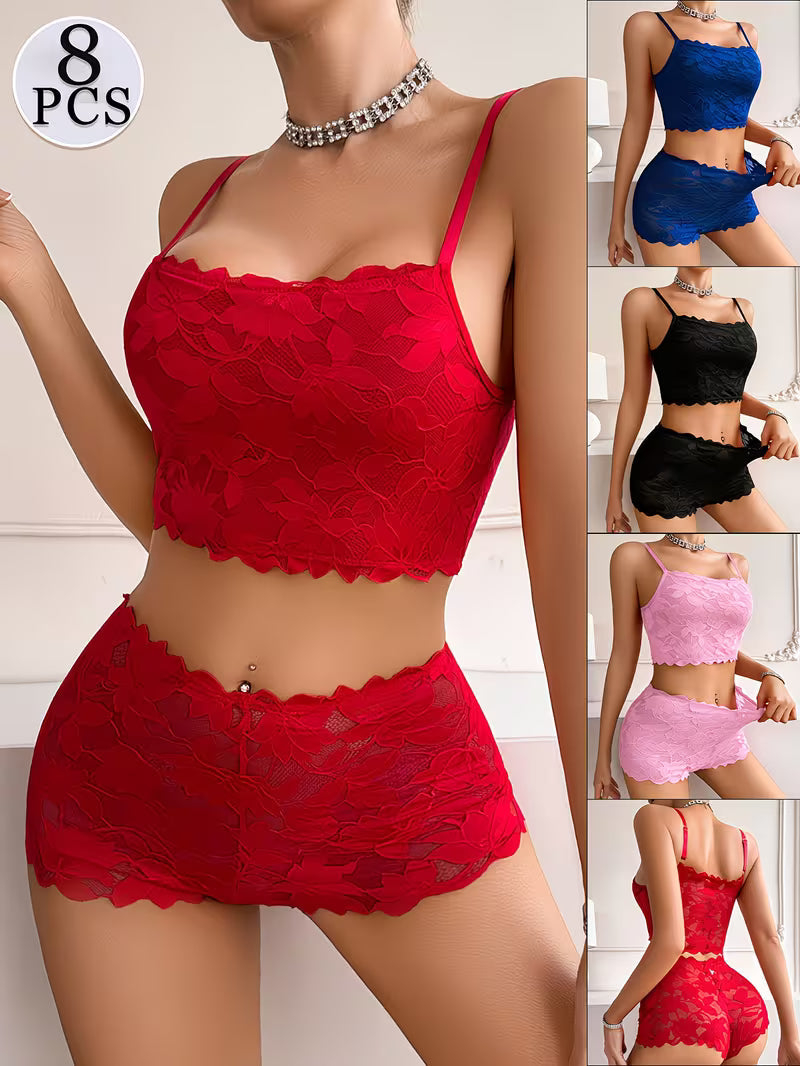 Luxury French Lace Lingerie Set (8PCS)