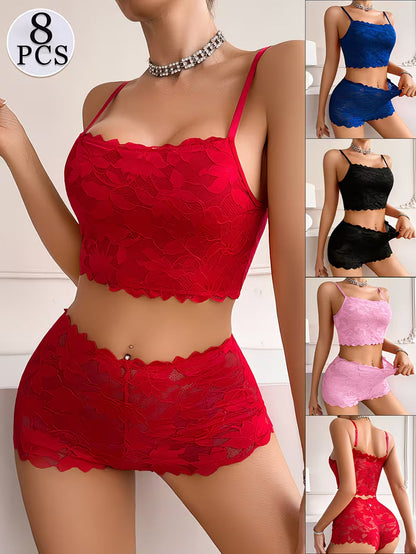 Luxury French Lace Lingerie Set (8PCS)