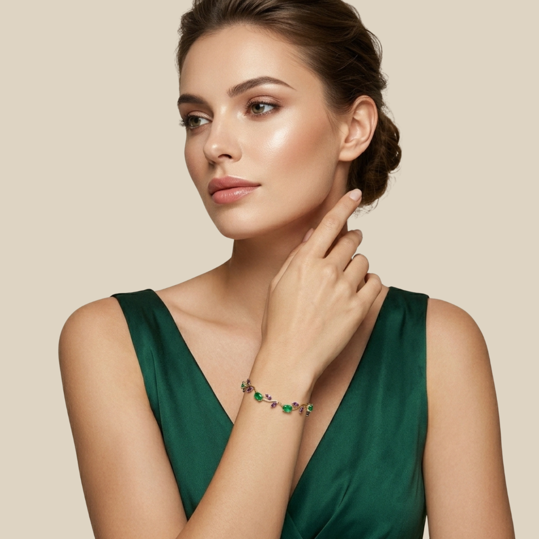 White Green  Purple Tulip Bracelet