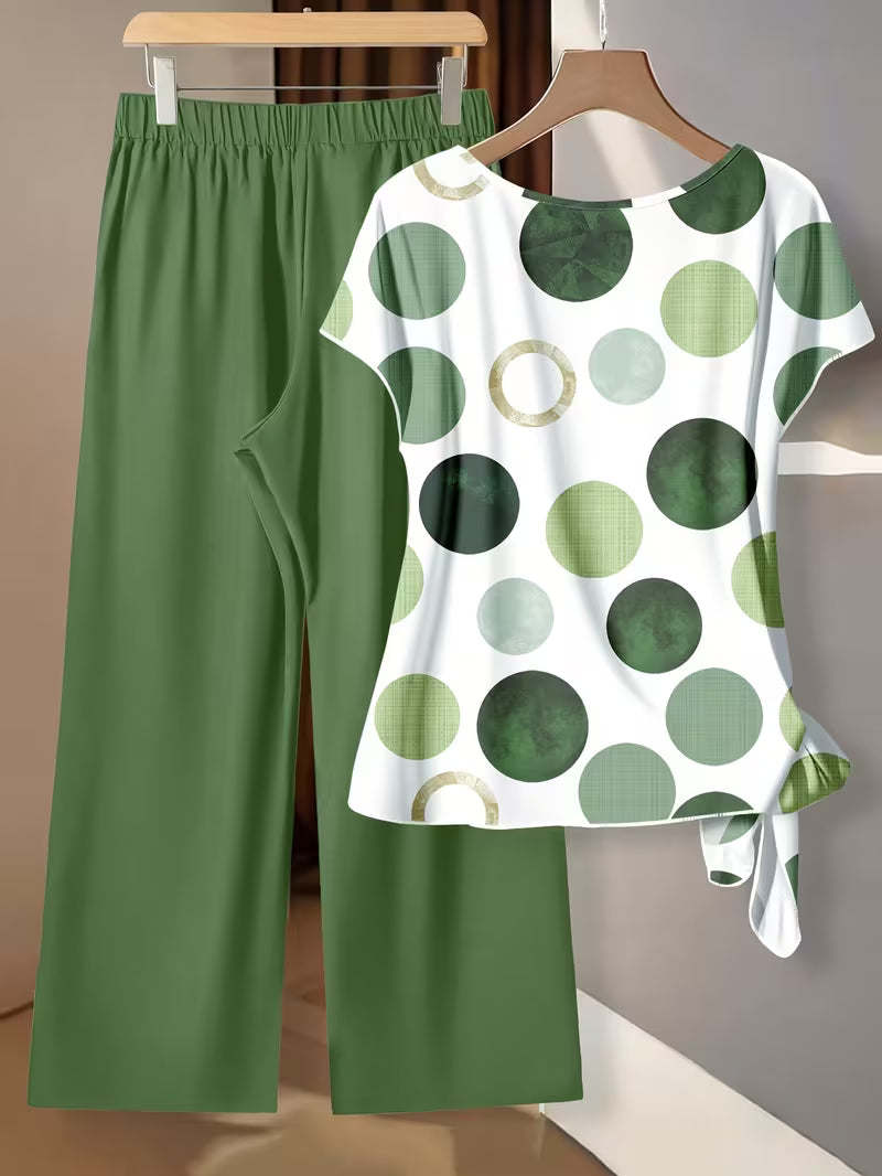 Artistic Vintage Print Two-Piece Outfit