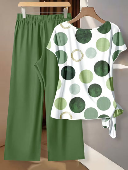 Artistic Vintage Print Two-Piece Outfit
