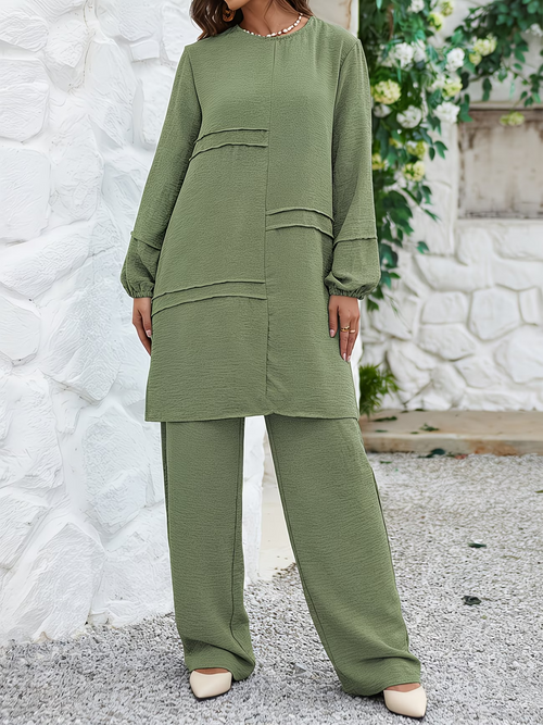 Timeless Twin-Stripe Abaya Two-Piece Set